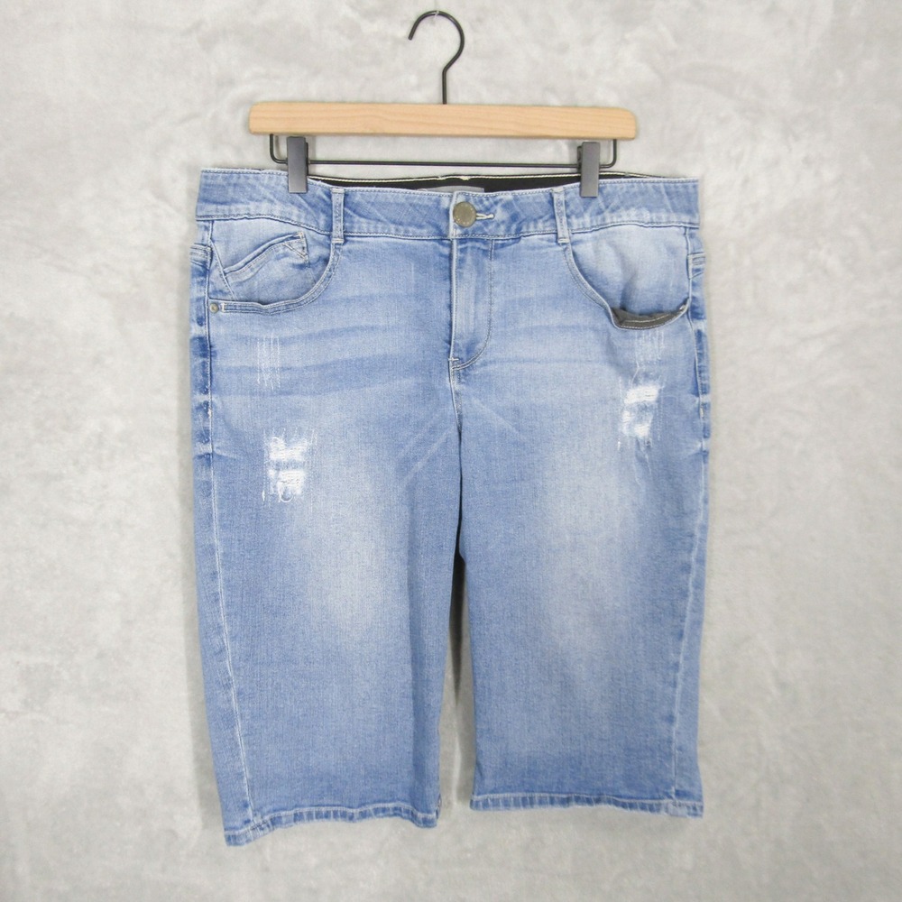 Wit & Wisdom Denim Shorts Womens 14 Ab-solution Light Wash Distressed Bermuda